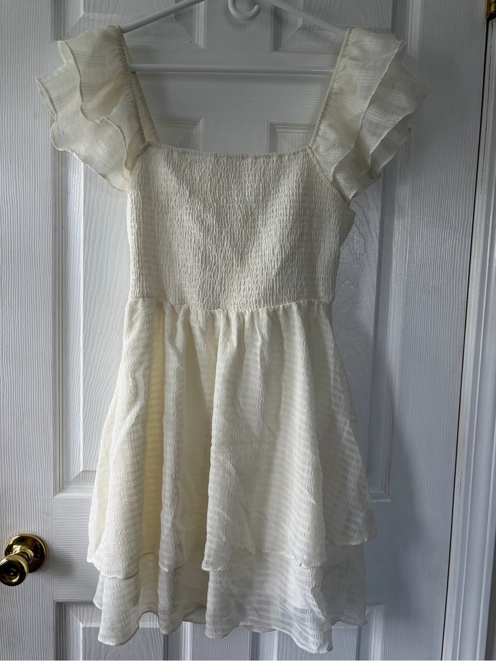 Altar'd State white Ruffle Strap Smocked Sundress